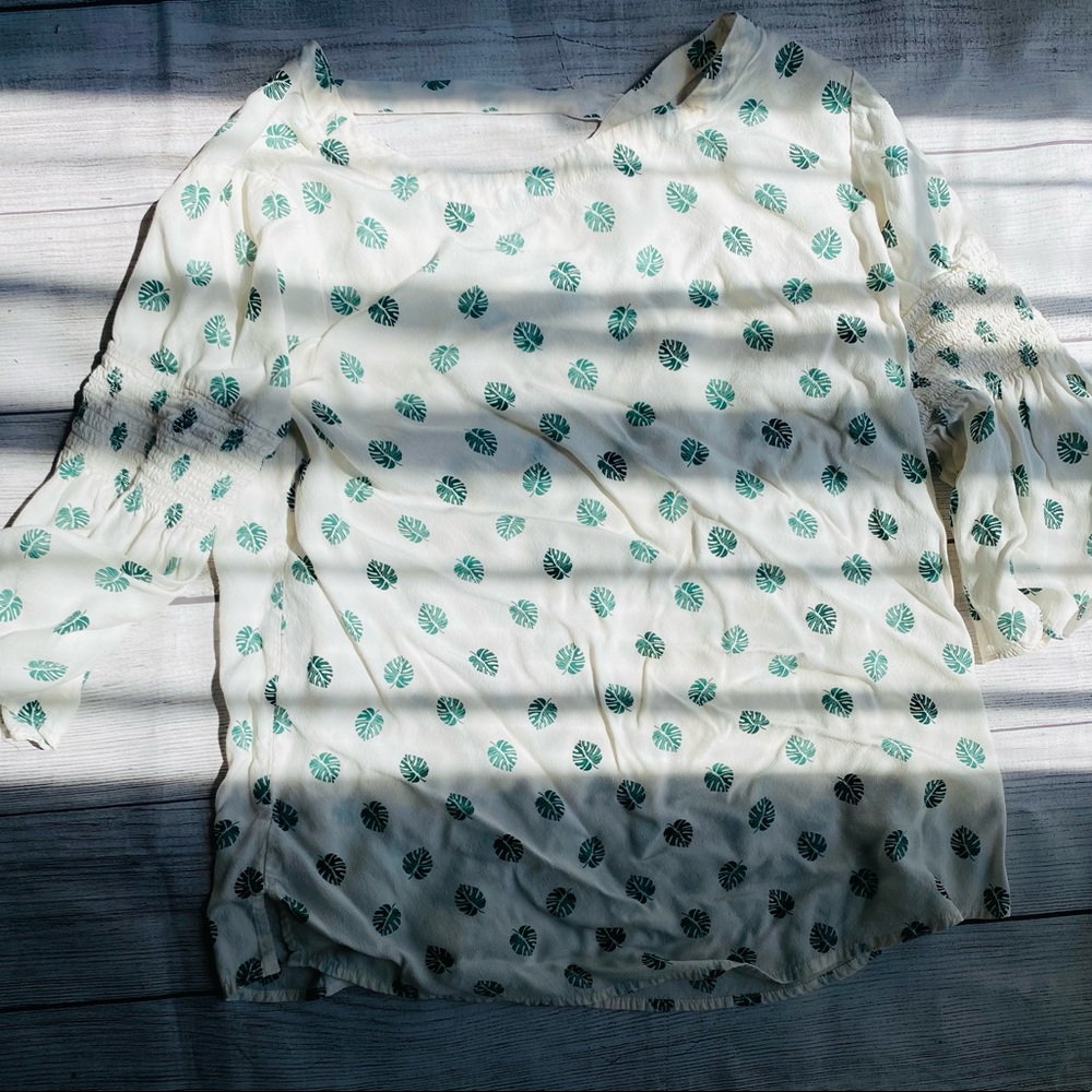 Loft Monstera blouse with bell sleeves